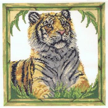 Tigre imagen (o cojín frontal) Juego de punto de cruz - 12 X 12 - MCG Textiles Candamar Designs
