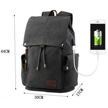 laat Hombre Hombres bolsa de hombro retro casual Mochila Lino Ordenador de bolsillo funda, wiederaufladbare schwarz