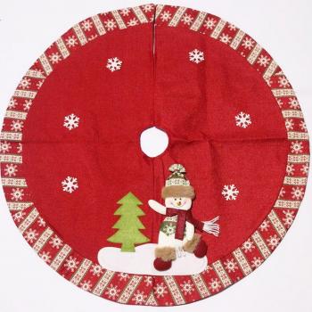 Falda del árbol de Navidad Rojo/Verde con Estampado de Muñeca de Nieve o Reno