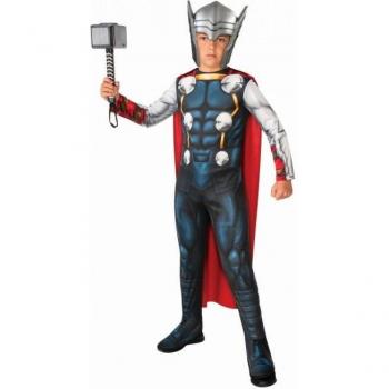 Disfraz de Thor para niños - Azul/Rojo - Talla M - Incluye capa, casco y martillo
