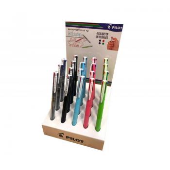 Bolígrafo Pilot Super Grip G Recargable 4 Colores Tinta Base de Aceite - Expositor de 20 Unidades Surtidas
