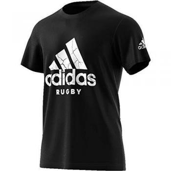 adidas Rugby Logo T Camiseta, Hombre, Negro, XL
