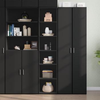 Aparador alto de madera multicapa negro 40x41x185 cm