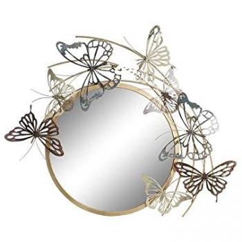 Espejo de Pared DKD Home Decor Dorado Metal Multicolor con Diseño de Mariposas (70 x 7 x 80,6 cm)