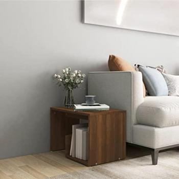 Mesa Auxiliar de Madera Contrachapada Roble Marrón 59x36x38 cm