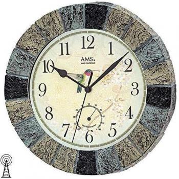 Reloj de Pared AMS 5979 - 26 cm, Función de Reloj Exterior, Diseño Colorido