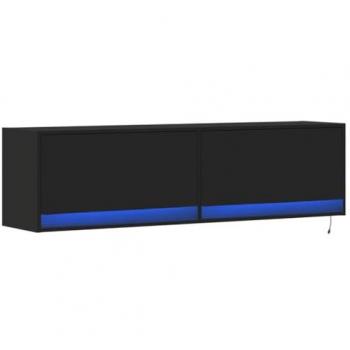 Mueble de TV de pared con luces LED negro 140x31x38 cm