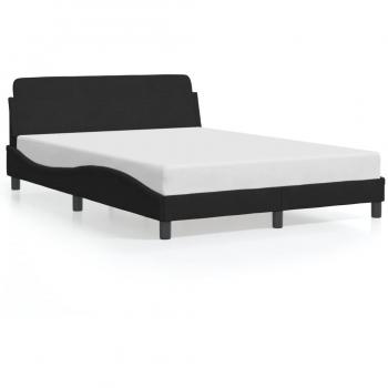 Estructura de cama con cabecero de terciopelo negro 140x200 cm