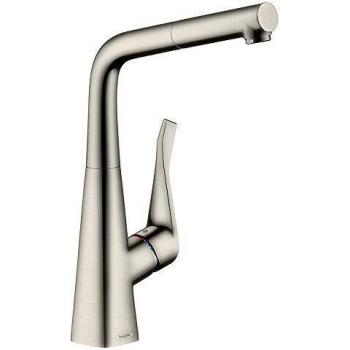 Hansgrohe 14821800 Metris grifo de cocina con caño extraíble, acero inoxidable