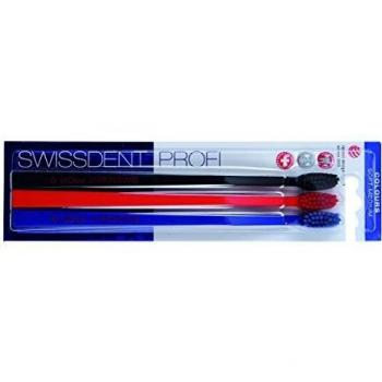 Swissdent Profi Colours Trio Toothbrush Soft Medium Black / Red / Blue Pack of 3