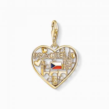 Thomas Sabo Gold Heart Praga Charm Pendant, Yellow female, Size: ONE SIZE