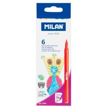 Rotuladores Milan punta fina - caja 6 unidades - colores variados