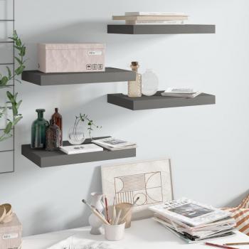 vidaXL Floating Wall Shelves 4 pcs High Gloss Grey 40x23x3.8 cm MDF
