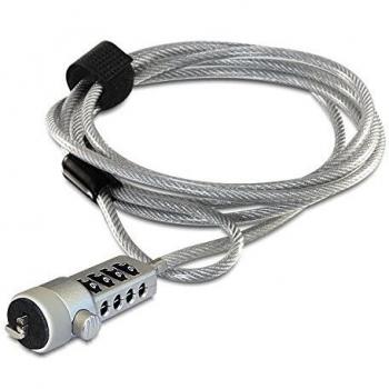 Cable de Seguridad Antirrobo para Portátil Navilock 20643 con Candado Numérico de 1,8m, Color Plateado