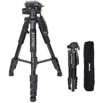 ZOMEI Q111 Trípode con Patas Extensibles para Cámara Digital 139,7 cm con la Bola Tres Vías Cilíndrico de Viaje y Bolso Zippe Proporcionado