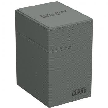 Ultimate Guard Flip'n'Tray 133+ Xenoskin Gris - Caja de almacenamiento para cartas, capacidad para 133 cartas en fundas, diseño con tapa flip y material Xenoskin resistente