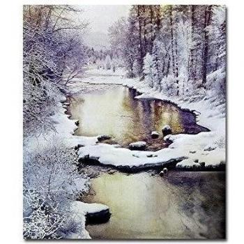 Cuadros Moderno Abstracto Pared Artes Snowy River impresiones sobre lienzo para decoración del hogar, lona, 26X30Inch