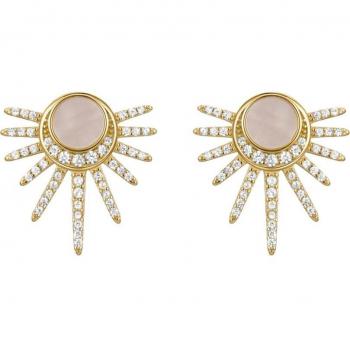 Pendientes de Plata de Ley 925 con Madreperla Blanca y baño de oro amarillo de 18K - Emkha Luxenter