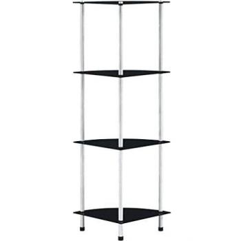 vidaXL 4-Tier Shelf Black 30x30x100 cm Tempered Glass