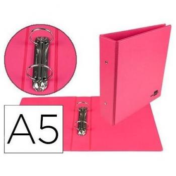Carpeta de 2 anillas 40 mm redondas Liderpapel A5 carton forrado pvc fucsia