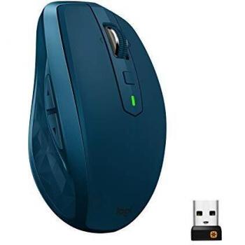 Ratón Inalámbrico Logitech MX Anywhere 2S, Multi-Ordenadores, Bluetooth y 2.4 GHz con Receptor Unifying USB, Seguimiento Láser de 200 a 4000 DPI en Todas las Superficies, 7 Botones, Compatible con PC/Mac/iPad OS - Color Azul Verde Azulado Oscuro