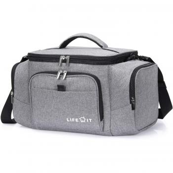 Lifewit Bolsa Térmica Comida 20L Grande Porta Alimentos de Nevera Portatil Pequeña Aislamiento Bolsa de Enfriamiento con Correa Ajustable para Soporte Picnics, Fiestas, Camping, Gris