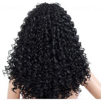Peluca Sintética Afro Kinky Rizada Ombre 20 Pulgadas Marrón Negro Rojo para Mujeres Africanas Americanas