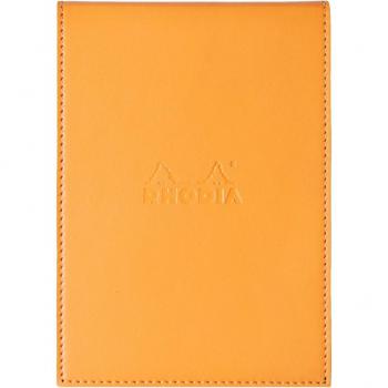 Funda porta-bloc Rhodia 218138C con bloc N°13, líneas horizontales, tamaño 11,5 x 15,8 cm, color naranja