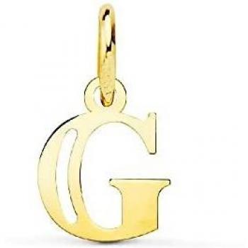 Colgante Oro 18k Letra G mayúscula 11mm. Doble Tira Calada Lisa