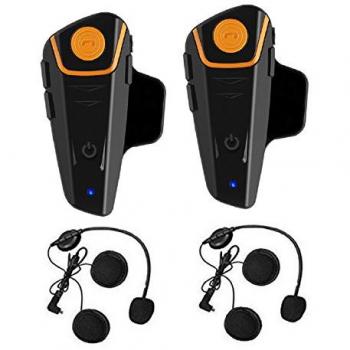 QSPORTPEAK Auriculares Intercomunicador Bluetooth para Casco de Motocicleta Moto Intercom Headset BT-S2