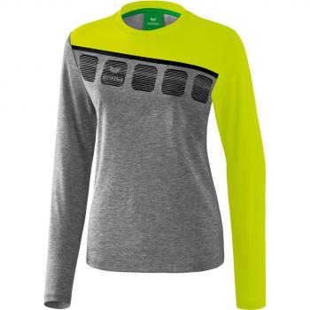 Erima Women's Long Sleeve Training Top 5-C Grey Marl / Lime Pop / Black
