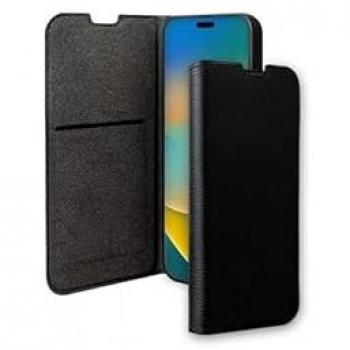 BigBen Connected Funda Folio Wallet para Apple iPhone 15 con tarjetero, soporte para vídeo y fabricada en 65% plástico reciclado certificado GRS, color Negro