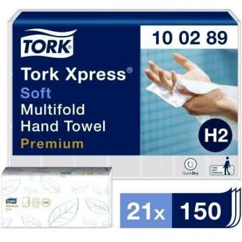 Tork Xpress 100289 Toallas de mano de papel Premium/Toallas compatibles con el sistema H2 / 3150 toallas / 2 capas/Blanco