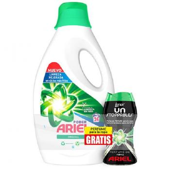 Detergente Líquido Ariel 24 Doses con Perlas + Pack de Tiras LED Inteligentes Philips Hue (2m + 1m), Bluetooth, Luz Blanca y Colores, Compatible con Alexa y Google Home