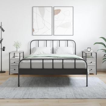 Mesitas de Noche 2 Unidades Madera Ingeniería 30x60x60 cm Negro, Roble Sonoma, Roble Ahumado - Mesita Habitación, Mesitas de Noche Dormitorio para Salón, Estudio,