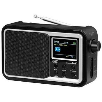 Radio Portátil DAB/DAB+/FM Trevi 7F96 R con Bluetooth, Pantalla Color de 2.4, Alarmas Programables y Batería Recargable - Negro