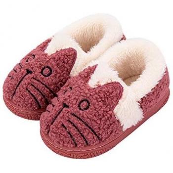Zapatillas de Estar por Casa para Niñas Niños Invierno Zapatillas Interior Casa Caliente Pantuflas Suave Algodón Calentar Zapatilla Mujer Hombres 30-31 EU