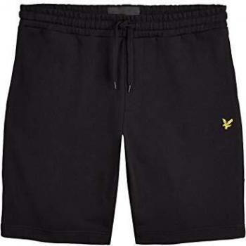 Short Chandalero Negro Lyle & Scott 100% Algodón con Goma en la Cintura y Logo Amarillo