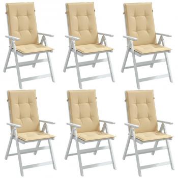 Cojines para silla respaldo alto 6 uds tela Color Antracita melange, Gris claro melange, Gris oscuro melange, Beige melange 120x50x4cm Cojín Decorativo de Asiento Cojines