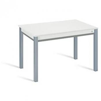 Mesa de Cocina Extensible 100(145)x60 cm Blanco con Patas Grises