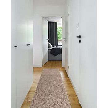 Alfombra de Pasillo SOFFI Shaggy 5cm Beige - 60x200 cm para Cocina, Entrada y Pasillo