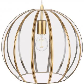 Lámpara colgante Lincoln de latón envejecido con cristal transparente, 1 bombilla, diámetro de 31 cm