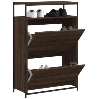 Zapatero Armario Estantería de Zapatos Madera Contrachapada Roble Ahumado 75x34x112 cm Color Roble Ahumado, Gris Sonoma, Negro