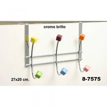 DonRegaloWeb - Percha para colgar de la puerta con 3 ganchos en metal cromado y pomos en varios colores.