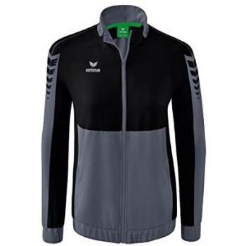 Erima Six Wings Long Sleeve Presentation Jacket for Women - Slate Grey/Black Size 36