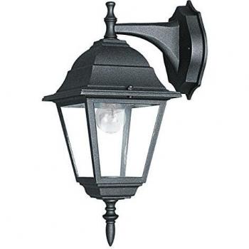 Aplique de Jardín Roma 1 Bombilla Aluminio Difusor Vidrio Negro IP44 19,5x35x14,6 cm