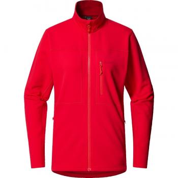 Chaqueta de Forro Polar para Mujer Haglöfs Rosson Mid Rojo Brillante con Cierre Completo - Talla XS