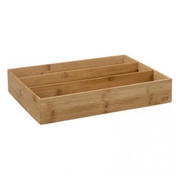 Cubertero Organizador de Cocina Tidy Smart de Bambú con 3 Compartimentos - 28 x 38 cm