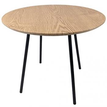 Mesa Auxiliar Redonda CMP IBERICA - D.55 H.45 CM - Tabla de MDF con Cobertura de PVC - Patas Negras