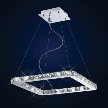Lámpara colgante Galaxy square Small 24W LED 6000K cromo pulido / cristal